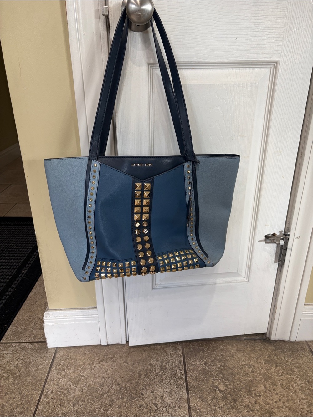 Michael Kors Two-Tone Blue Studded Tote